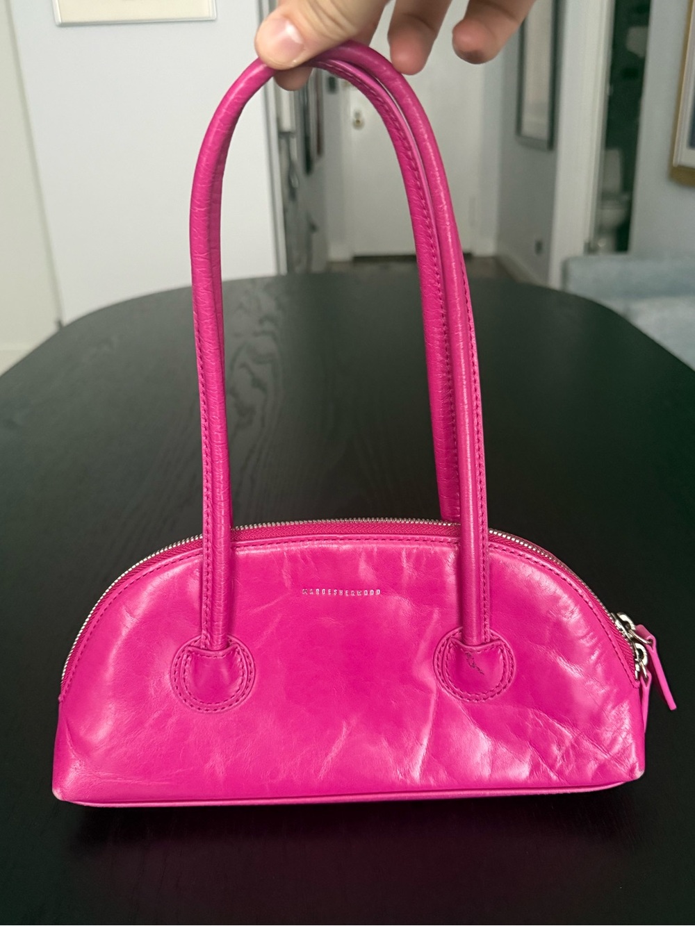 Marge Sherwood Bessette Pink Leather Shoulder Bag